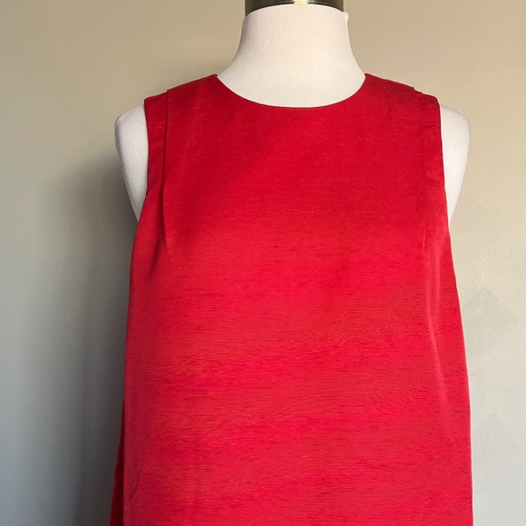 & Other Stories Red Sleeveless Shift Christmas Holiday Textured Mini Casua Dress - Picture 5 of 13